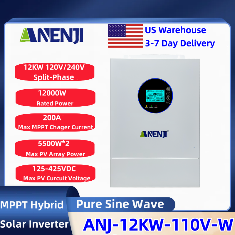 Solar Pump Controller - ANENJI Bölünmüş Fazlı 120V/240V 12KW Hibrit